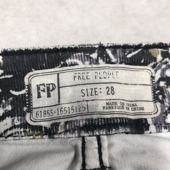 FREE PEOPLE Bell Bottom Jean Women 28(30x34) Black Paisley Micro Corduroy Flare - Picture 11 of 13